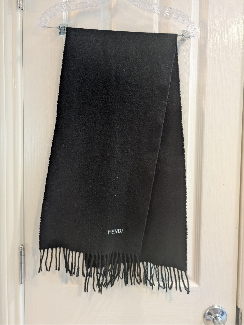 Vintage Fendi Black Wool Scarf